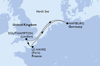Southampton,Le Havre,Hamburg,Southampton